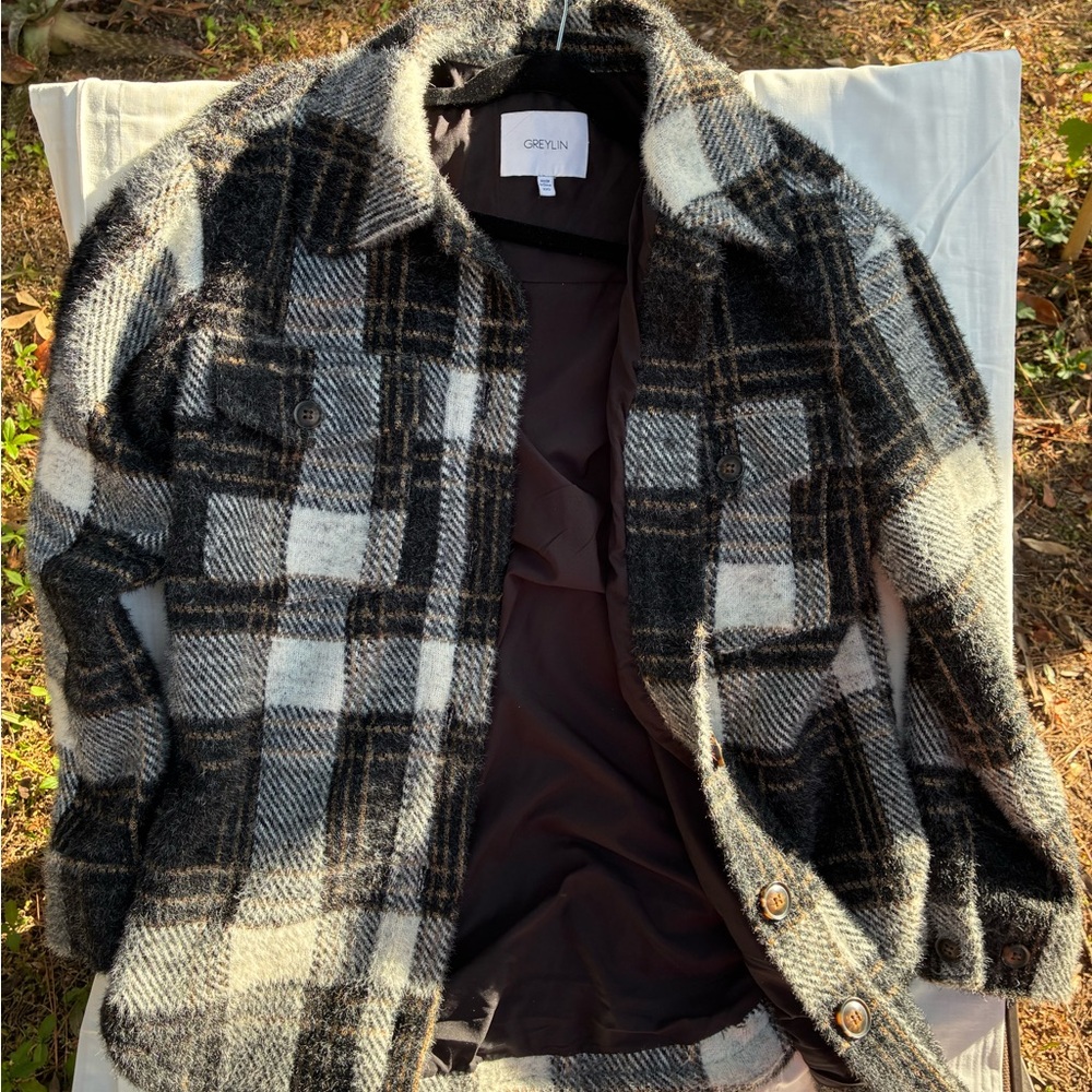 Anthropologie Greylin plaid shirt-jacket xxc